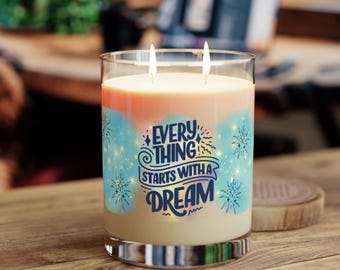 Świeca zapachowa Dream Message, biała herbata figowa, lawenda, szałwia, mech Ocean Mist, ekologiczny wegański wosk sojowy, szkło wielokrotnego użytku, długie spalanie