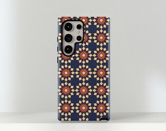 Robuste en mosaïque florale géométrique | Étui de protection pour téléphone, coque à motifs