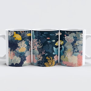 Coral Reef Ceramic Mug - Ocean-Themed Coffee Cup, Sea Life, Beach House Decor, Perfect Gift for Ocean Lovers, Gift For Fish Lovers