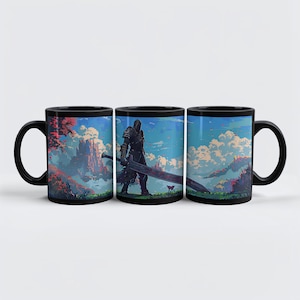 Warrior Gamer Coffee Mug: Fantasy Art, Gift for Video Game Fans