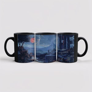 Dark Souls Style Mug: Gothic Video Game Landscape, Gamer Gift
