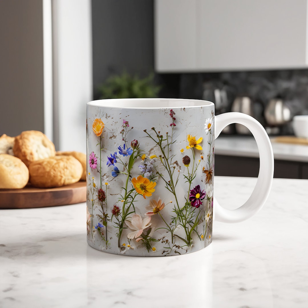 Handmade Wildflower Ceramic Coffee Mug: Nature Lover Gift - Etsy
