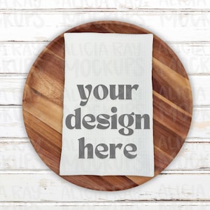 Waffle Weave Towel Sublimation Mockup | Flat Lay Mock Up | Boho Aesthetic Mock Up | Kitchen Towel Mockup