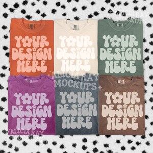 Comfort Colors C1717 Group Mockup | Trendy Mockup | Group Folded Shirt Mockup | Flat Lay Mockup | Fall Colors Comfort Colors Mockup