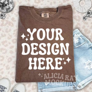 Comfort Colors Espresso 1717 Adult T-Shirt Mockup | Folded Mock Up | Adult Shirt Mock Up | Boho | DTF Mock Up | Trendy Mockup | Flay Lay