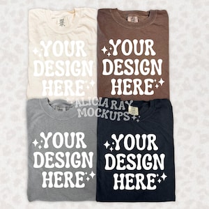 Comfort Colors C1717 Group Mockup | Trendy Mockup | Group Folded Shirt Mockup | Flat Lay Mockup | Colorful Group Comfort Colors Mockup