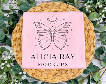 Pink Toddler Tee Mockup | Bella Canvas 3001T Mockup White | Kids T Shirt Mockup | Folded Toddler T shirt Mockup