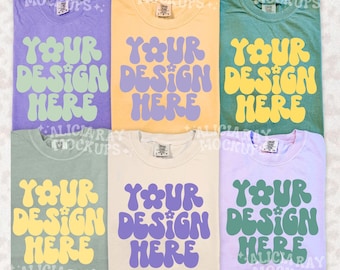 Comfort Colors 1717 Mardi Gras Group gefaltetes trendiges Shirt Mockup