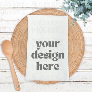 Waffle Weave Towel Sublimation Mockup | Flat Lay Mock Up | Boho Aesthetic Mock Up | Kitchen Towel Mockup