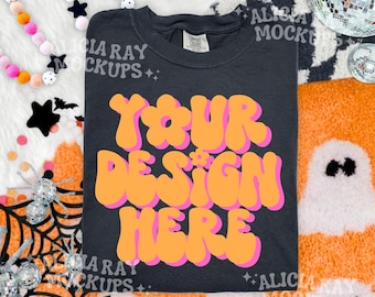 Comfort Colors C1717 Black Mockup | Trendy Mockup | Folded Shirt Mockup | Flat Lay Mockup | Halloween Comfort Colors Mockup