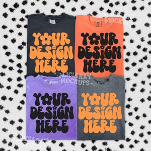 Comfort Colors C1717 Group Mockup | Trendy Mockup | Group Folded Shirt Mockup | Flat Lay Mockup | Halloween Colors Comfort Colors Mockup