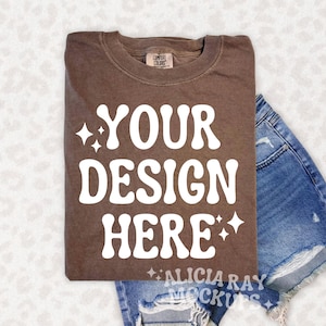 Comfort Colors Espresso 1717 Adult T-Shirt Mockup | Folded Mock Up | Adult Shirt Mock Up | Boho | DTF Mock Up | Trendy Mockup | Flay Lay