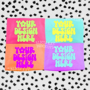Comfort Colors C1717 Group Mockup | Trendy Mockup | Group Folded Shirt Mockup | Flat Lay Mockup | Bright Comfort Colors Mockup