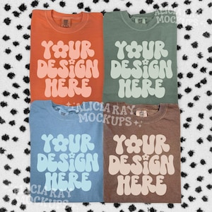Comfort Colors C1717 Group Mockup | Trendy Mockup | Group Folded Shirt Mockup | Flat Lay Mockup | Fall Colors Comfort Colors Mockup