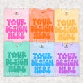 Comfort Colors 1717 Group Mockup | Trendy Mockup | Group Folded Shirt Mockup | Flat Lay Mockup | Colorful CC1717 Pastel Flay Lay Group Mock