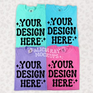 Comfort Colors C1717 Group Mockup | Trendy Mockup | Group Folded Shirt Mockup | Flat Lay Mockup | Colorful Group Comfort Colors Mockup