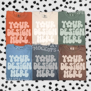 Comfort Colors C1717 Group Mockup | Trendy Mockup | Group Folded Shirt Mockup | Flat Lay Mockup | Fall Colors Comfort Colors Mockup