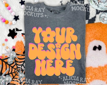 Comfort Colors C1717 Pepper Mockup | Trendy Mockup | Folded Shirt Mockup | Flat Lay Mockup | Halloween Comfort Colors Mockup