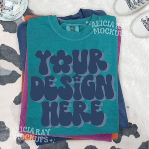 Comfort Colors C1717 Group Mockup | Trendy Mockup | Group Folded Shirt Mockup | Flat Lay Mockup | Fall Colors Comfort Colors Stacked Mockup