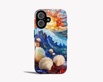 Mosaic Glass Phone Case – Seashell Sunrise Pattern