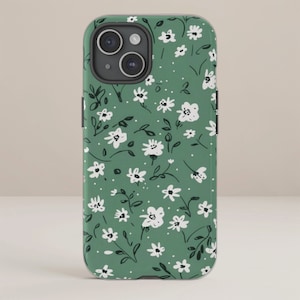 Grün weiße Margerite Blume Liberty Muster , schicke Gartenblume für Frauen Tough Case Galaxy s25 s23 Pro Ultra Pixel 9,8,7 iPhone 16 Pro max