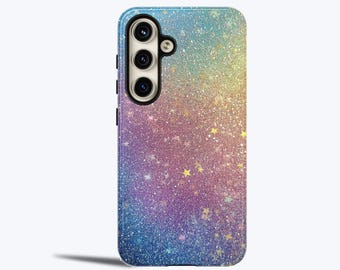 Rainbow Glitter Stars Phone Case | Pastel Galaxy Protective Cover
