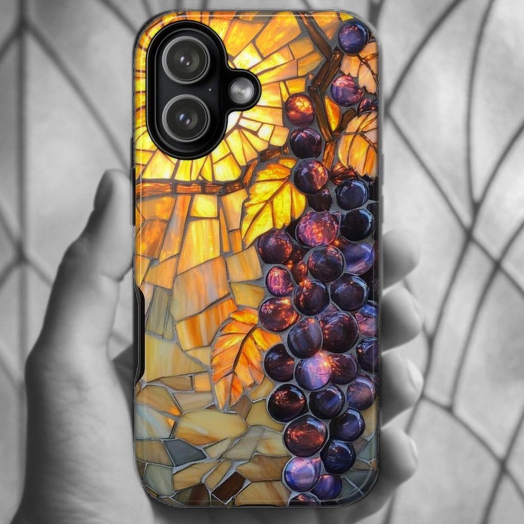 Amber Glass Fusion Grape Phone Case for Women Glossy Stained Glass ...