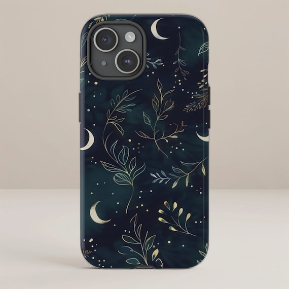 Green Leaves Under Celestial Starry Night Tough Phone Case, perfect for  Google Pixel, Samsung Galaxy, or iPhone 16,15,14,13,12 Pro,Plus Max