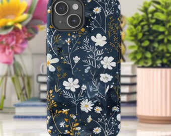 Ditsy Wildflowers Whimsical Tough Phone Case, perfect for iPhone 15 14 13 12, Samsung Galaxy or Google Pixel