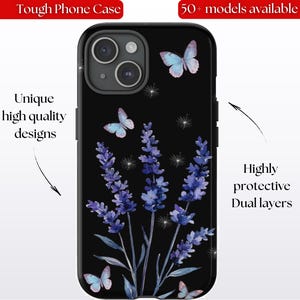 Blue Lavender French Provence Betty&#39;s Blue Botanical Watercolor, Tough Phone case iPhone 15 14 13, Samsung Galaxy s24, Google Pixel 8 7,