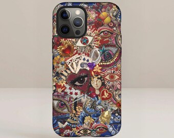 Mosaic Whimsical Charm Phone Case, Zodiac Gold Jewelry Cover