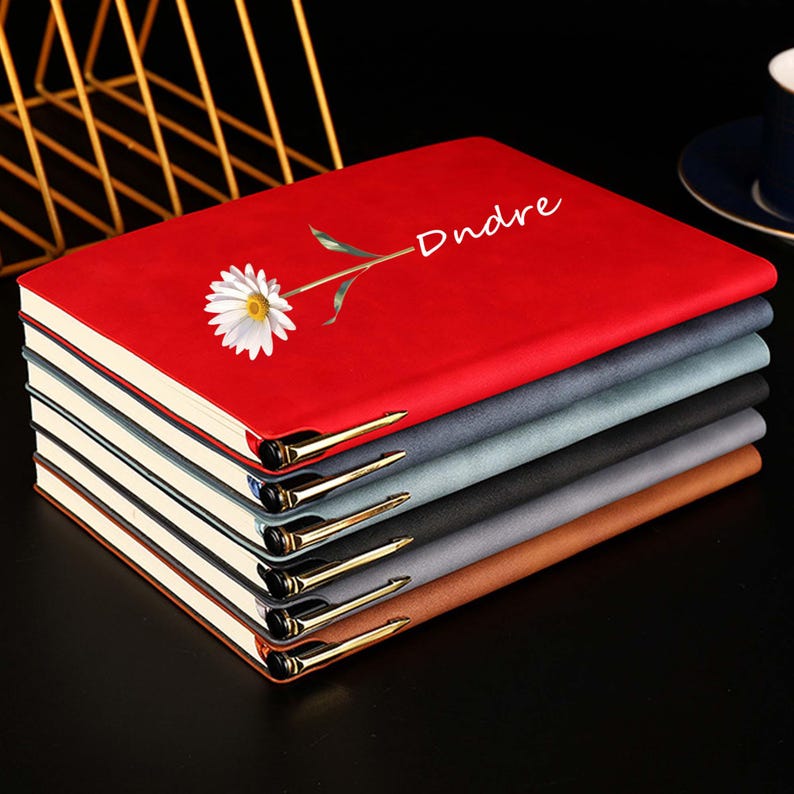 Birth Flower Personalized Journal,birthday Gift Notebook,minimalist