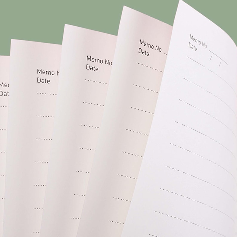 May include: Four blank memo pages with lines and dotted lines. Each page has the text "Memo No." and "Date" at the top.