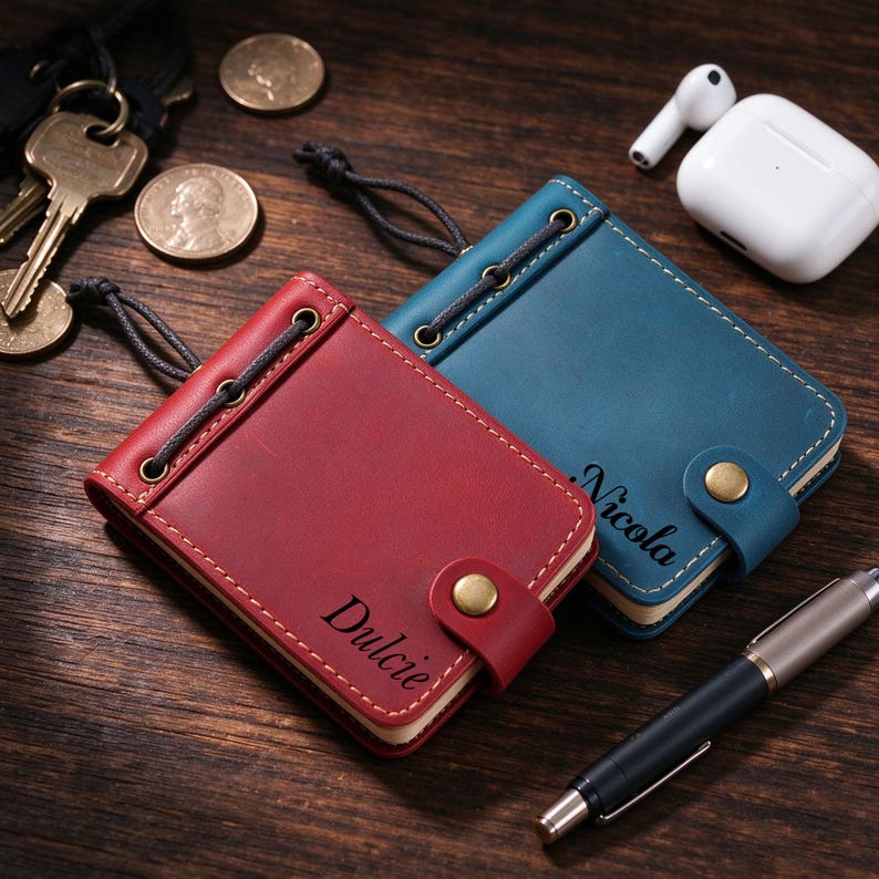 Personalized Genuine Leather Pocket Notebook, Engraved Mini Journal ...