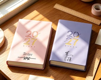Personalized 2027 Planner – Spanish Portuguese English Time Management, Habit Tracker Notebook, Engravable PU Leather Journal