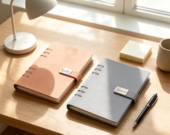 Personalized A5 PU Leather Notebook, Custom Engraved 6 Ring Binder Loose Leaf Journal, Business Planner, Personalized Gift for Professionals