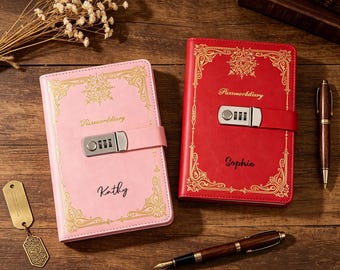 Personalized Marble Vintage Password Notebook PU Leather Lockable Diary Creative Secret Journal with Combination Lock Custom