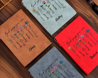 God Says You Are Bible Verse Journal,Personalized Inspiration Bible Notebook,Flower Christian Gift,Religious Gift for Girl,Affirmations Gift