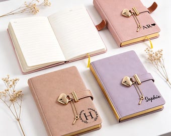 Personalized PU Leather Heart Lock Diary Password Protected Journal for Girls Secret Notebook with Lock Student & Teen Gift Custom