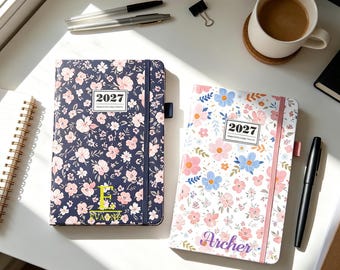 Personalized 2027 A5 Weekly Planner – Custom Heat-Pressed PU Leather Yearly Calendar Journal, Organizer for Work School Home, Gift Idea