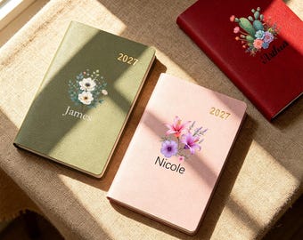 Custom Heat Press 2027 Planner Notebook – 365 Day Daily Page Time Management Diary, PU Leather Journal, Personalized English Agenda