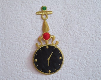 Watch Iron-On Patch, DIY Embroidery, Watch Embroidered Applique, Decorative Patch, Watch badge Woven Applique Cloth Motif