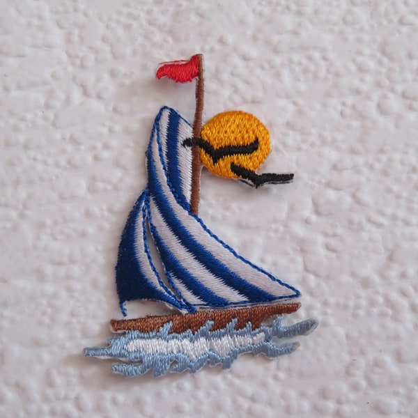 Sailing boat Sew On or iron on Patch, Boat Sew On Embroidered, ship DIY, Sailing ship Embroidered Applique, Decorative Patch