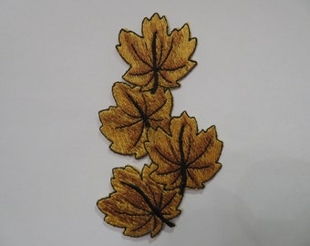 Leaves Autumn leaves Iron-On Patch, Fall Tree Leaf motif, leaves Embroidered Applique, Decorative fabric, Tree Leaf badge Woven Cloth motif