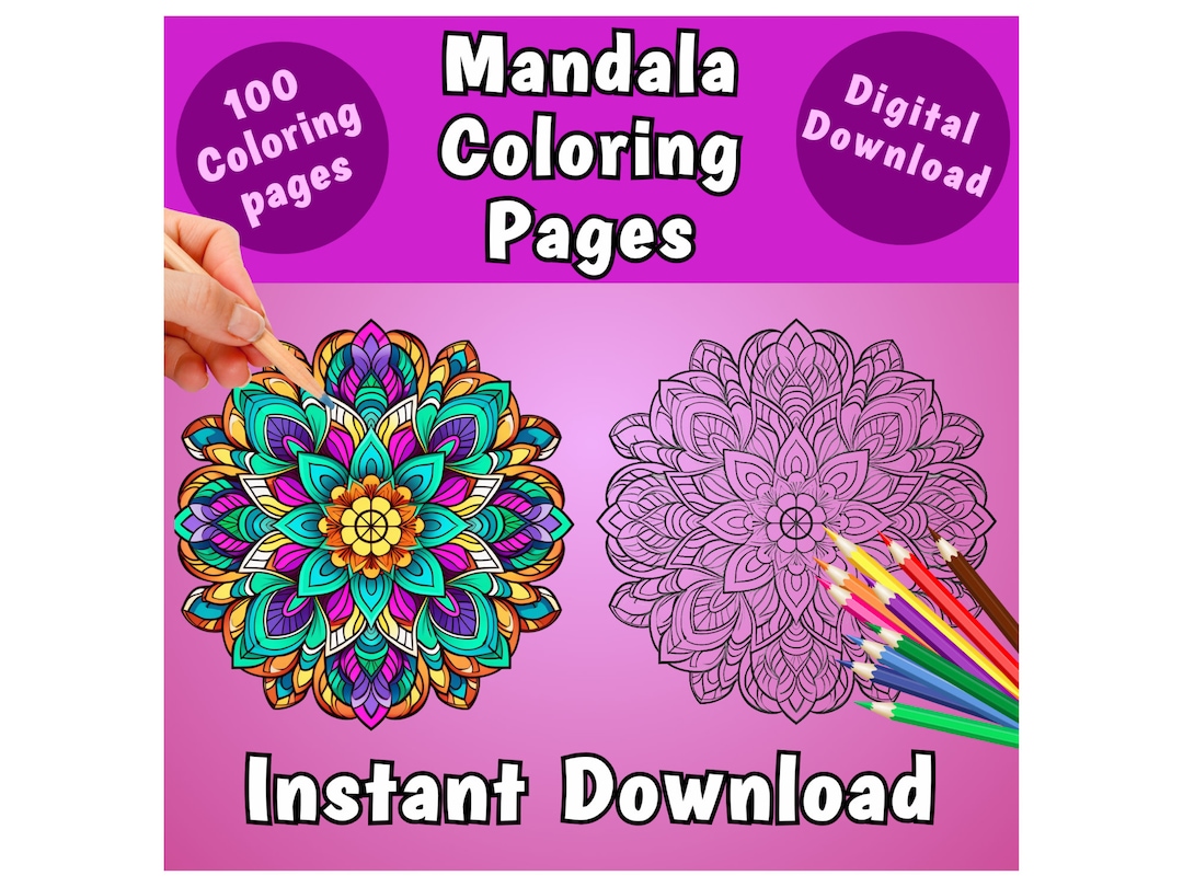 100 Mandala Coloring Pages: Stress Relief Designs (digital Download) - Etsy