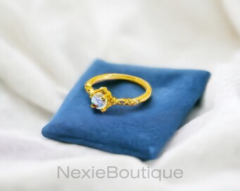 Dainty Moon Stone Ring | 18k Gold Ring Solitaire Ring | Moon Stone Ring for Women | Moon Stone Jewellery | Birthday Anniversary Gift For Her