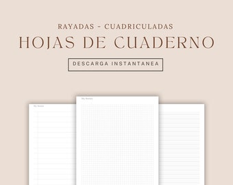 Kit de hojas de Cuaderno Cuadriculado y Rayado