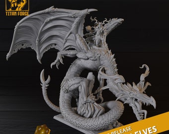1x Sylvan Elves Forest Dragon with Rider by Titan Forge Fantasy - Sigmar - Old Hammer - Waldelfen Drache - Wood Elves - Tabletop