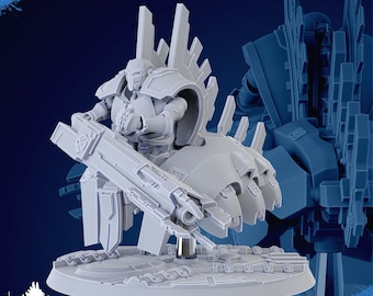 1x Heavy Fyling Undying Soldier by Ghamak Sci-Fi - Robot Legion - Undead Robots - Grim Dark Destroyer Destructor Jet Bike - Tabletop DND RPG