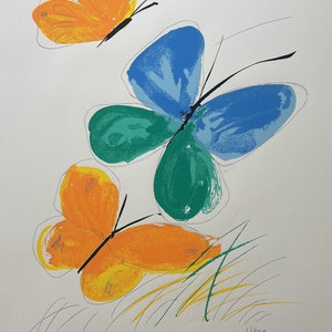 Vintage Fine Art Print by Vera Neumann, "Three Butterflies", Silkscreen on Watercolor Paper, 32" X 23"